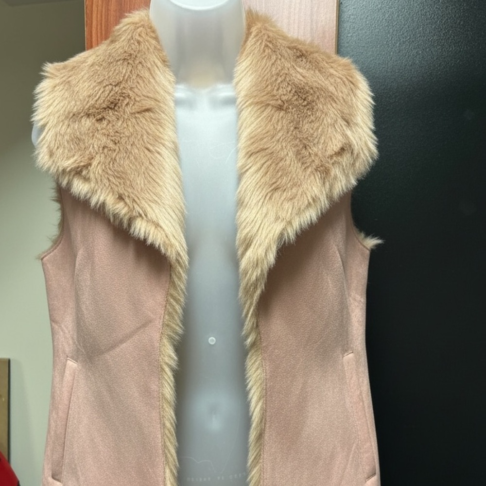 LOFT Blush Pink Reversible Faux Fur Vest